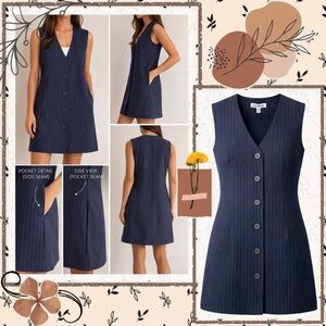 Steve Madden Navy Pinstripe Button Front Mini Dress Size Small NWT $99 Retail